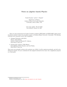Lecture notes on (algebra based) Physics - SIU Physics