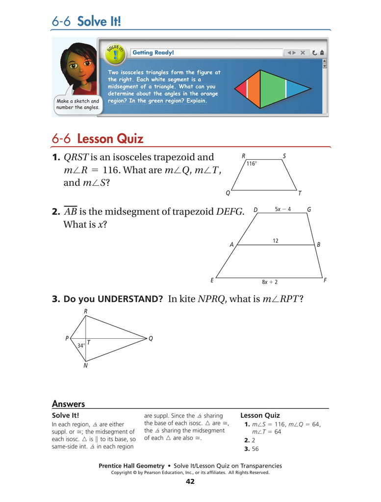 6 6 Lesson Quiz 6 6 Solve It