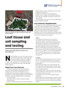 Leaf tissue and soil sampling and testing