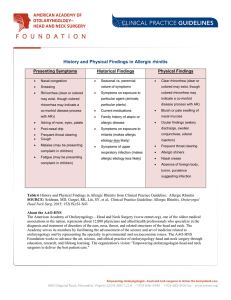 History and Physical Findings in Allergic rhinitis