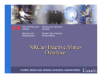 developed NRCan Inactive Mines Database