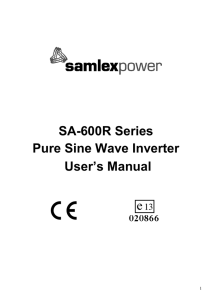 SA-600R Series Pure Sine Wave Inverter User`s Manual