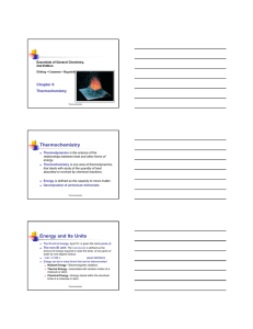 Thermochemistry Energy and Its Units