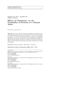 Effects of Dominance on the Probability of Fixation of a Mutant Allele