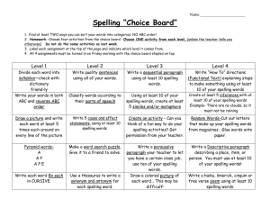 Spelling *Choice Board*