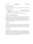 Probability II Course Information Course Content and Objectives