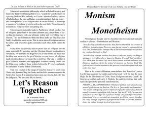Monism Monotheism