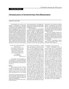 Cryoanalgesia in an Interventional Pain Management