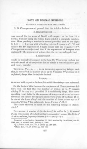 D. G. Champernowne1 proved that the infinite decimal