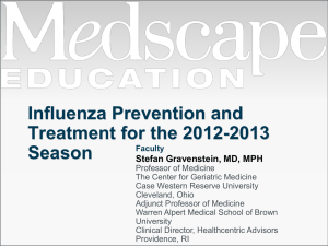Influenza Prevention and Treatment for the 2012-2013