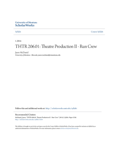 THTR 206.01: Theatre Production II - Run Crew