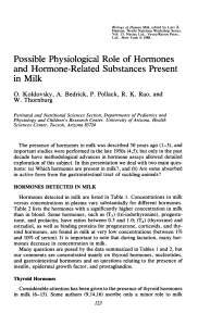 Possible Physiological Role of Hormones and Hormone