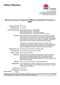 Electroconvulsive Therapy: ECT Minimum Standard of Practice in