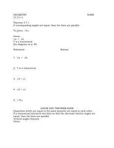 GEOMETRY NAME 12.12.11 Theorem 3.7.1 If corresponding angels