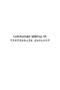 LABORATORY MNNuAL OF VERTEBRATE ZOOLOGY