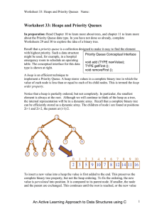 Worksheet 33: Heaps and Priority Queues
