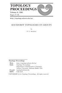 HAUSDORFF TOPOLOGIES ON GROUPS