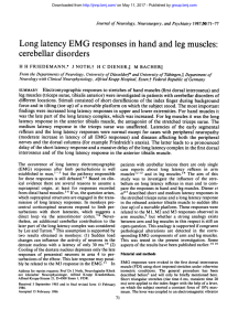 Long latency EMG responses in hand and leg muscles