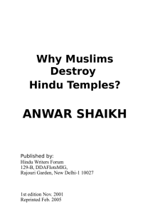 Why did the Muslims destroy Hindu temples