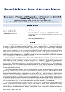 Development of Vaccine and Diagnostics for Prevention and Control