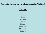 Comets, Meteors, and Asteroids Oh My!! Terms