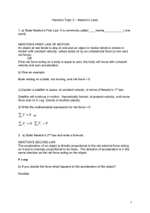 Handout Topic 2 Newton`s Laws solutions 2015
