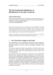 The Environmental Significance of Bioindicators in Sewage Treatment