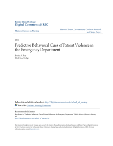 Predictive Behavioral Cues of Patient Violence in the Emergency