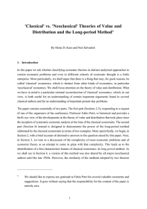 `Classical` vs. `Neoclassical` Theories of Value and Distribution and