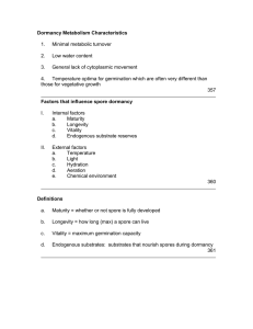 Dormancy Metabolism Characteristics