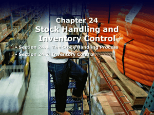 Chapter 24 Stock Handling and Inventory Control