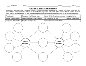 Branches of Islam Double-Bubble Map Sunni Muslims Shi`a Muslims