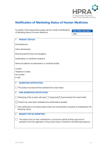 Notification of Marketing Status of Human Medicines