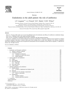 Endodontics in the adult patient: the role of antibiotics
