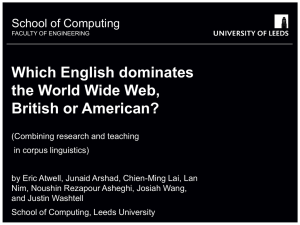 Dominance of British and American English on the World Wide Web