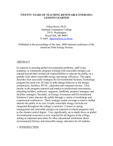 TWENTY YEARS OF TEACHING RENEWABLE ENERGIES