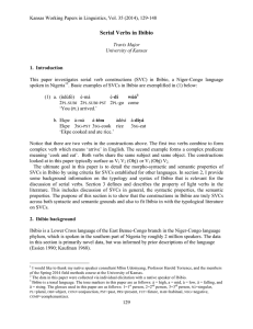 Serial Verbs in Ibibio - KU ScholarWorks