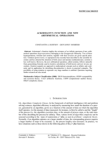 ackermann`s function and new arithmetical operations