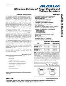 MAX6841–MAX6845 Ultra-Low-Voltage µP Reset Circuits and