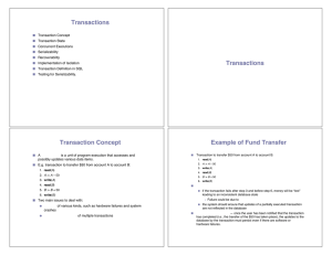 Transactions Transactions Transaction Concept Example of Fund