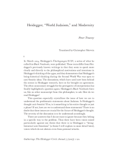 Heidegger, “World Judaism,” and Modernity