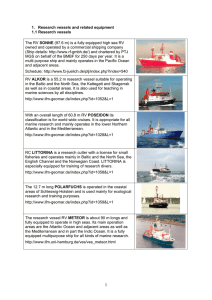 1. Research vessels and related equipment 1.1 Research vessels