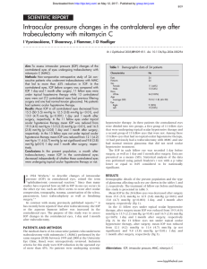 Intraocular pressure changes in the contralateral eye after