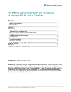Weight Management Guideline: Children and