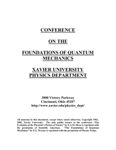 conference on the foundations of quantum mechanics xavier