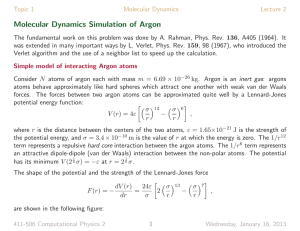 Molecular Dynamics Simulation of Argon