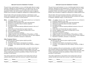 Informed Consent for Endodontic Treatment The goal of root canal