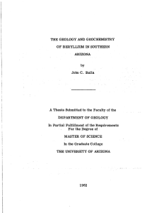 THE GEOLOGY AND GEOCHEMISTRY OF BERYLLIUM IN