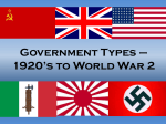 Government Types – 1920`s to World War 2