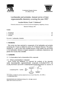 Lanthanides and actinides. Annual survey of their organometallic
